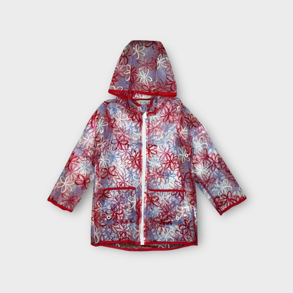 Hunter Retro Floral Red Transparent Raincoat